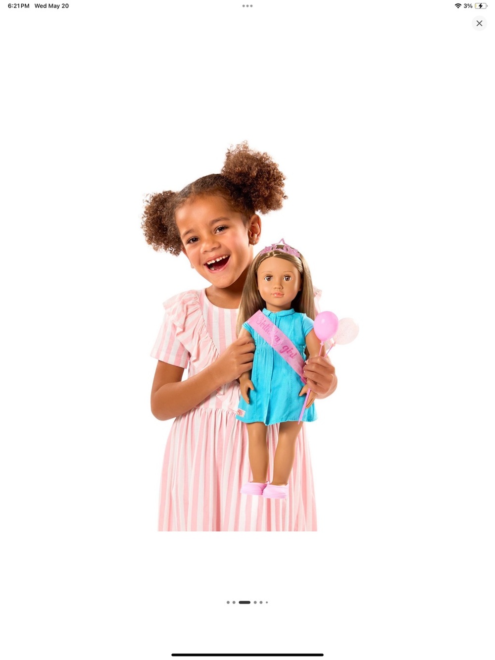 Our generation Anita Birthday Girl Doll in Turquoise Dress with Pink Sash - Picture 3 of 10